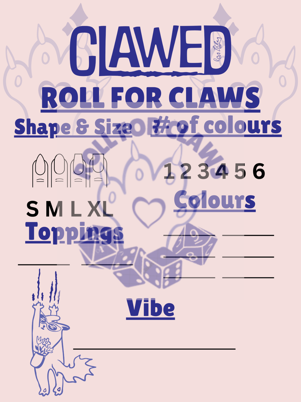 Roll for Claws - Printable + Fillable PDFs!