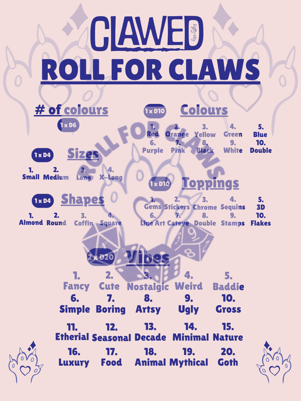 Roll for Claws - Printable + Fillable PDFs!