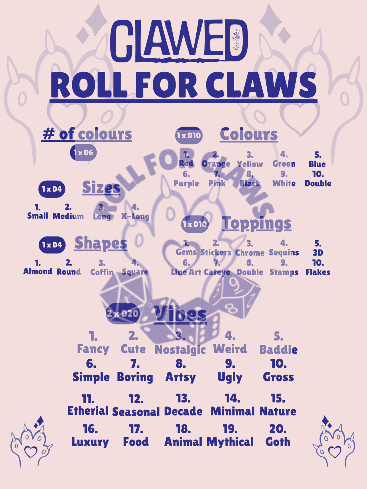 Roll for Claws - Printable + Fillable PDFs!